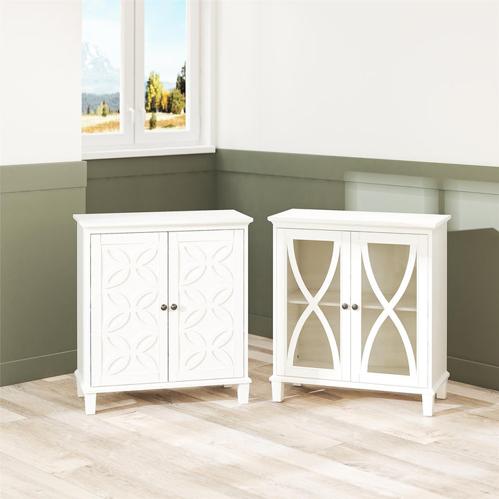 Celeste Accent Cabinet with Glass Doors - White