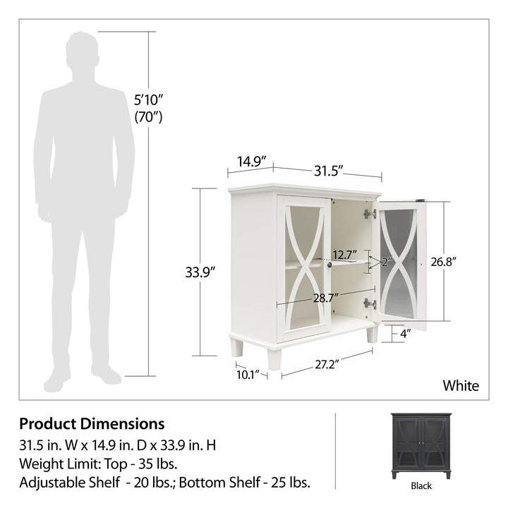 Celeste Accent Cabinet with Glass Doors - White