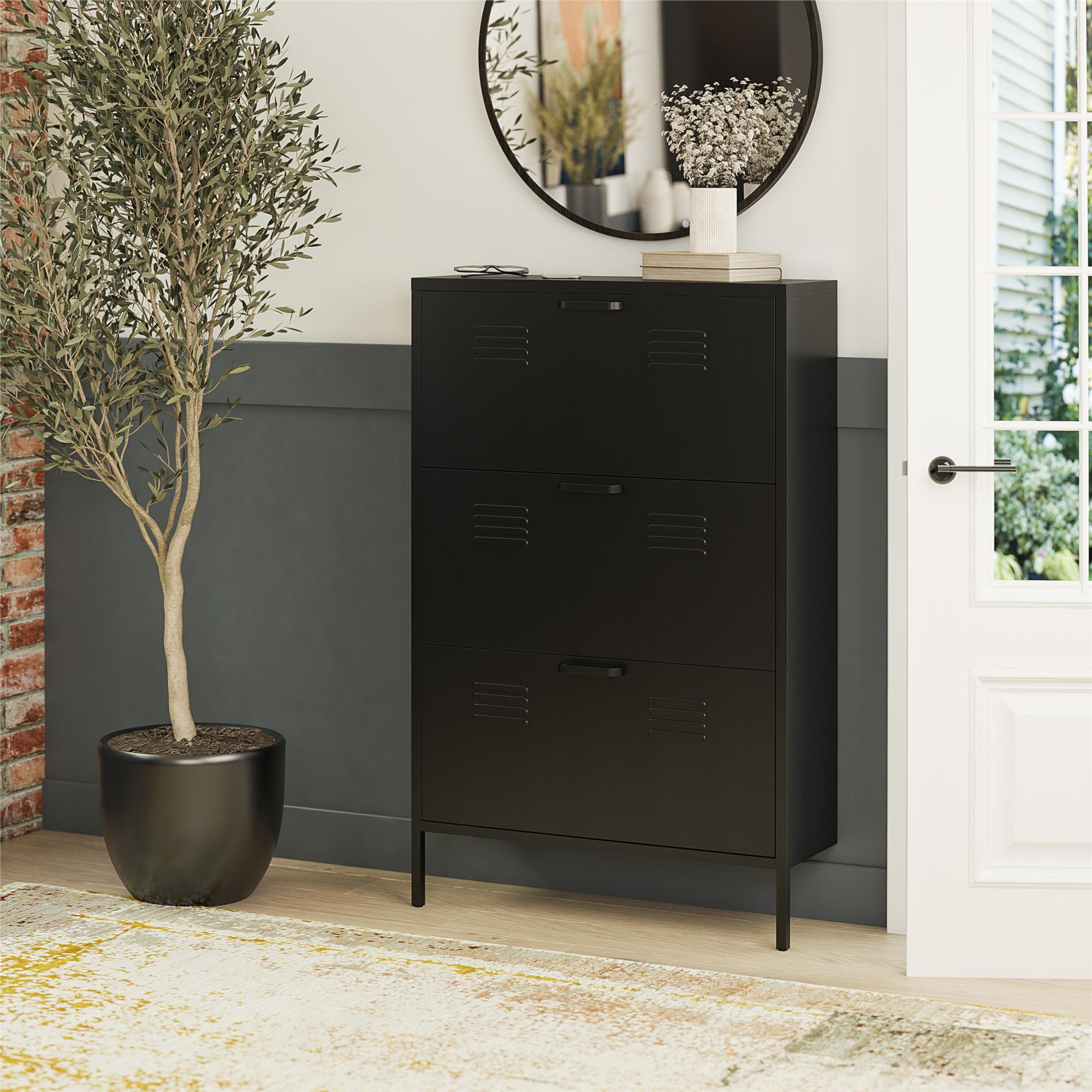 Black shoe discount cabinet with doors