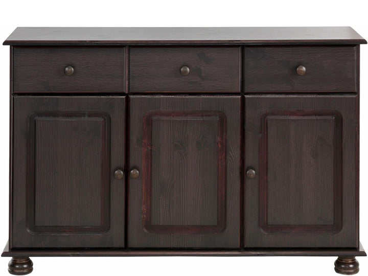 Chester Sideboard with 3 Drawers and 2 Cabinets - Rich Brown