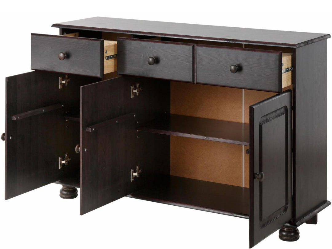 Chester Sideboard with 3 Drawers and 2 Cabinets - Rich Brown