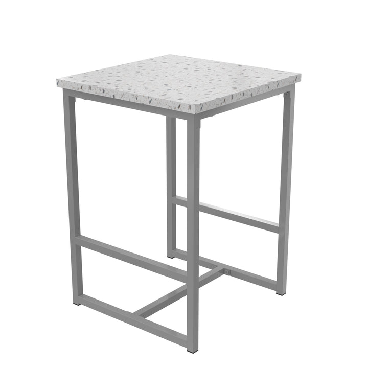 Novogratz Bungalow 3-Piece Pub Set with Terrazzo Tabletop and Metal Frame - Gray