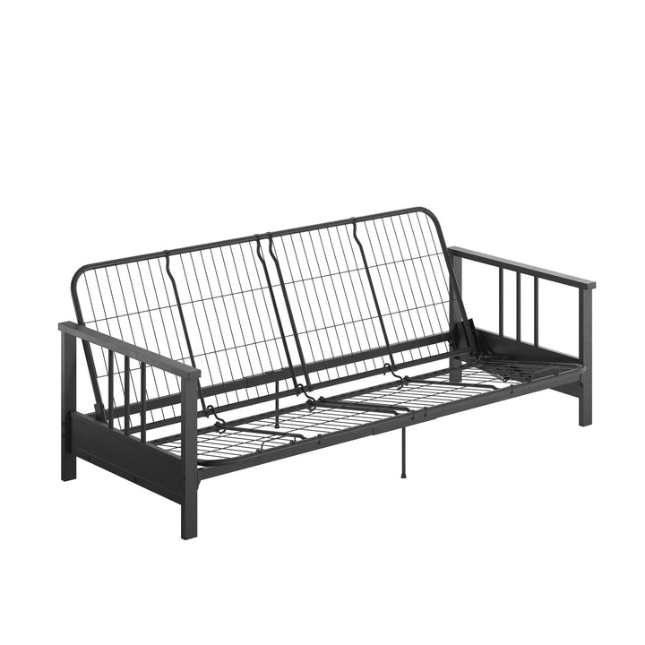 Bretta Contemporary Black Metal Arm Futon Frame - Black - Full