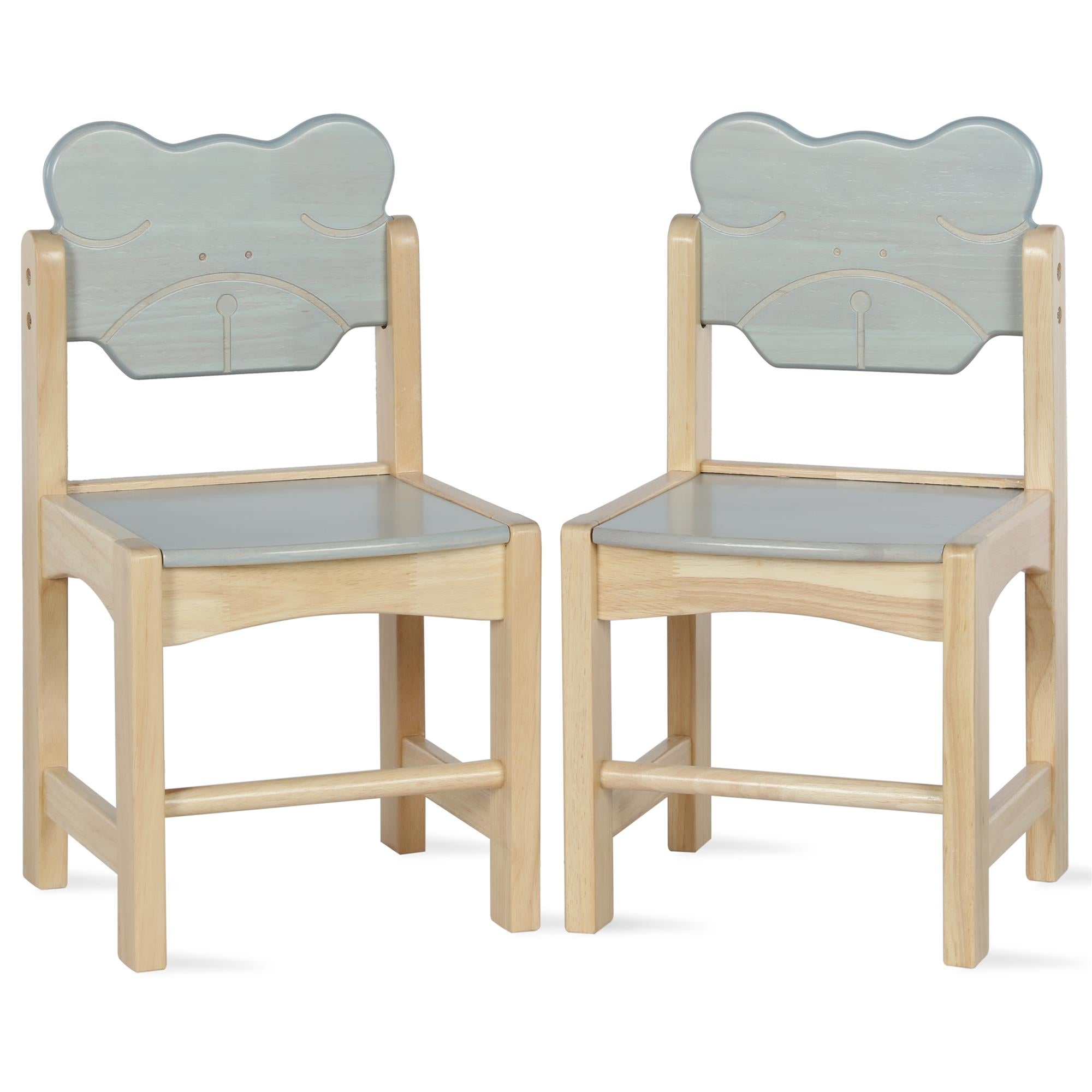 Solid Wood Two Tone Bear Chairs for Kids Set of 2 RealRooms