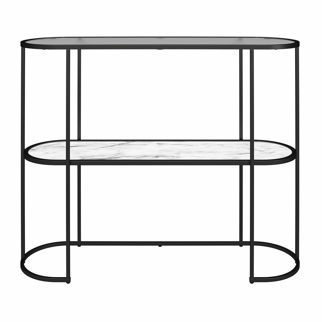 Moon Phases Console Table, White Marble/Glass  -  White marble