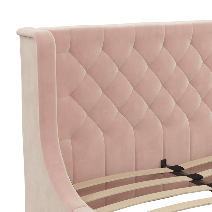 Monarch Hill Ambrosia Upholstered Bed with Diamond Tufted Headboard - Pink - Full