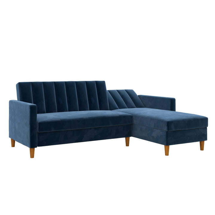 Celine Reversible Sectional Futon with Storage Chaise - Navy