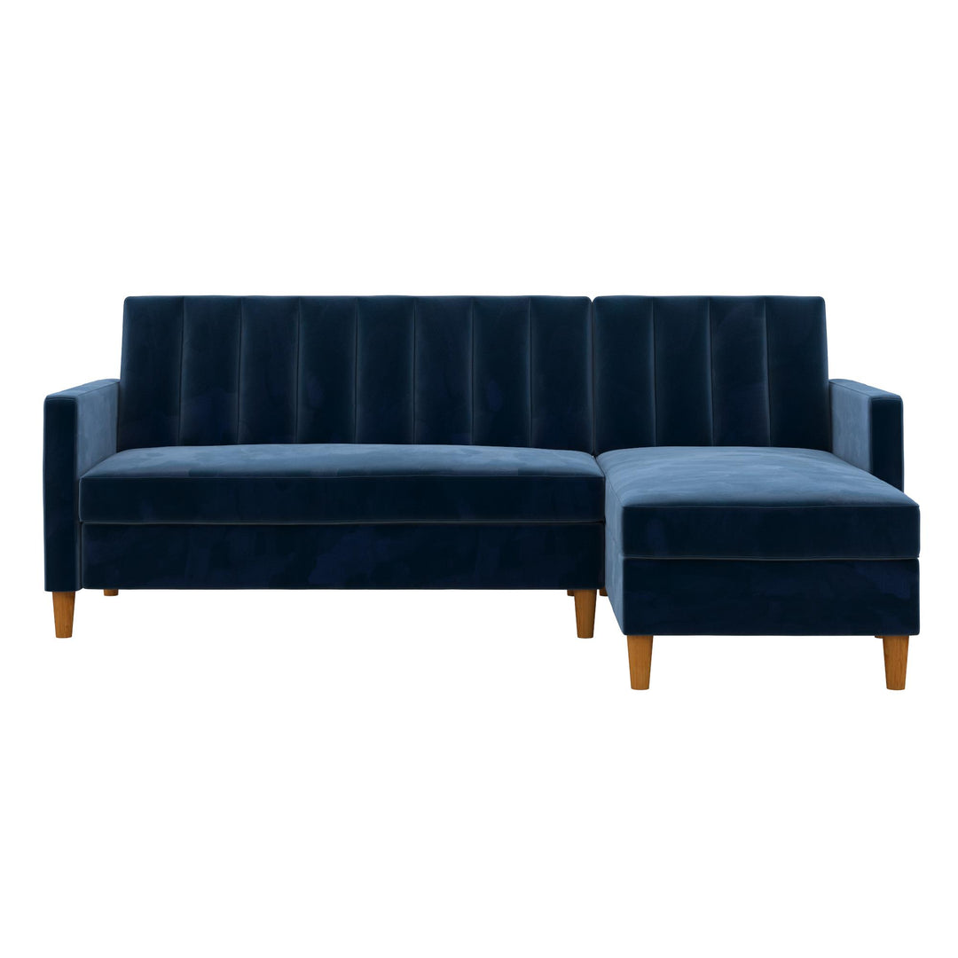 Celine Reversible Sectional Futon with Storage Chaise - Navy