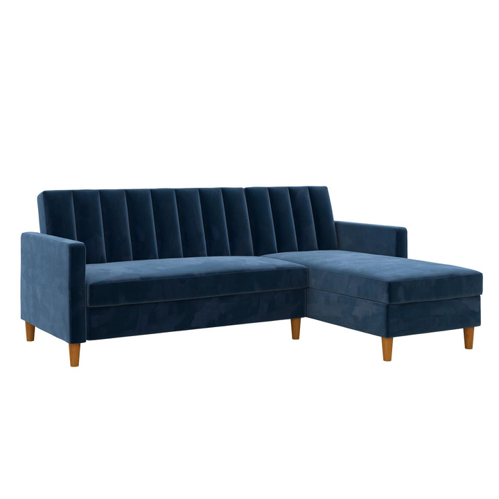 Celine Reversible Sectional Futon with Storage Chaise - Navy