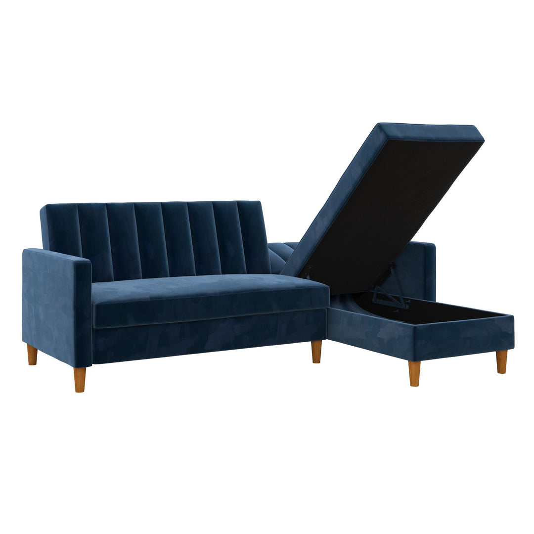 Celine Reversible Sectional Futon with Storage Chaise - Navy