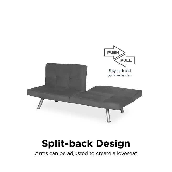 Contempo Split-Back Upholstered Futon with Multiple Reclining Positions - Gray