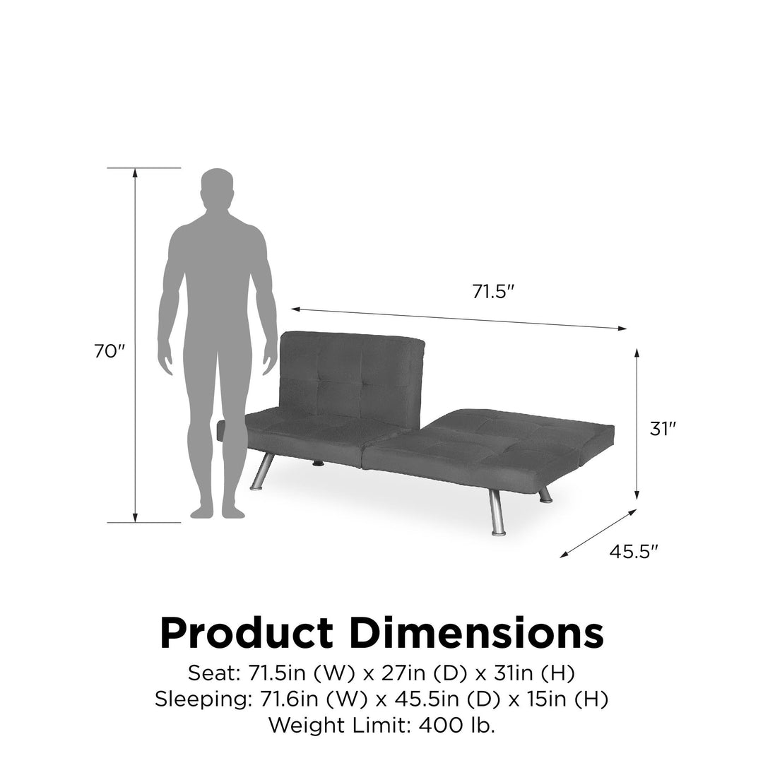 Contempo Split-Back Upholstered Futon with Multiple Reclining Positions - Gray