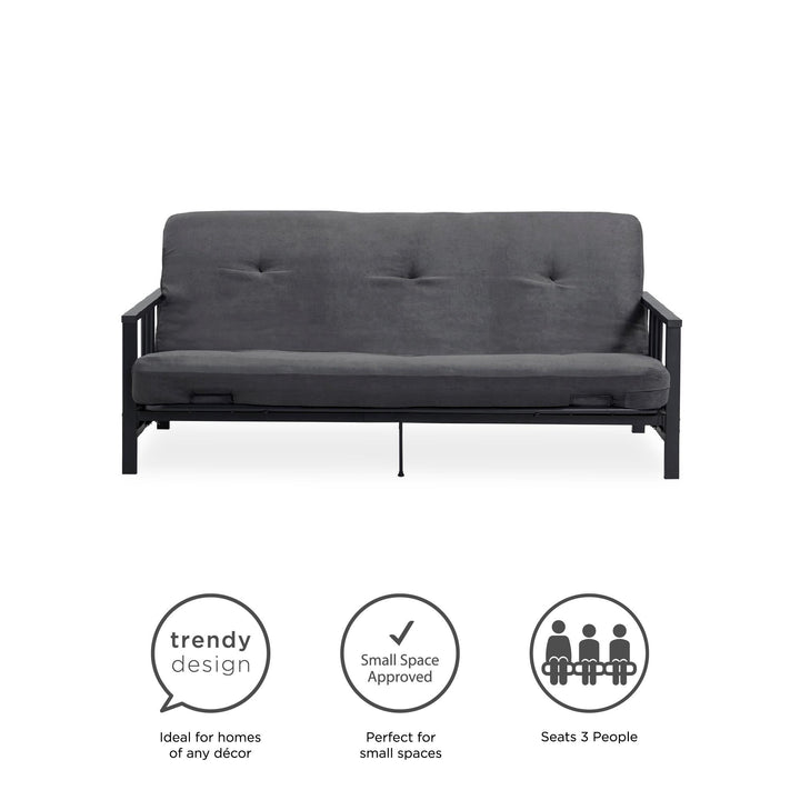 Harlow Metal Arm Full Size Futon - Gray - Full