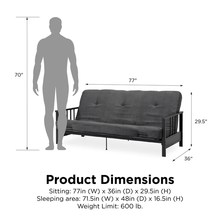 Harlow Metal Arm Full Size Futon - Gray - Full